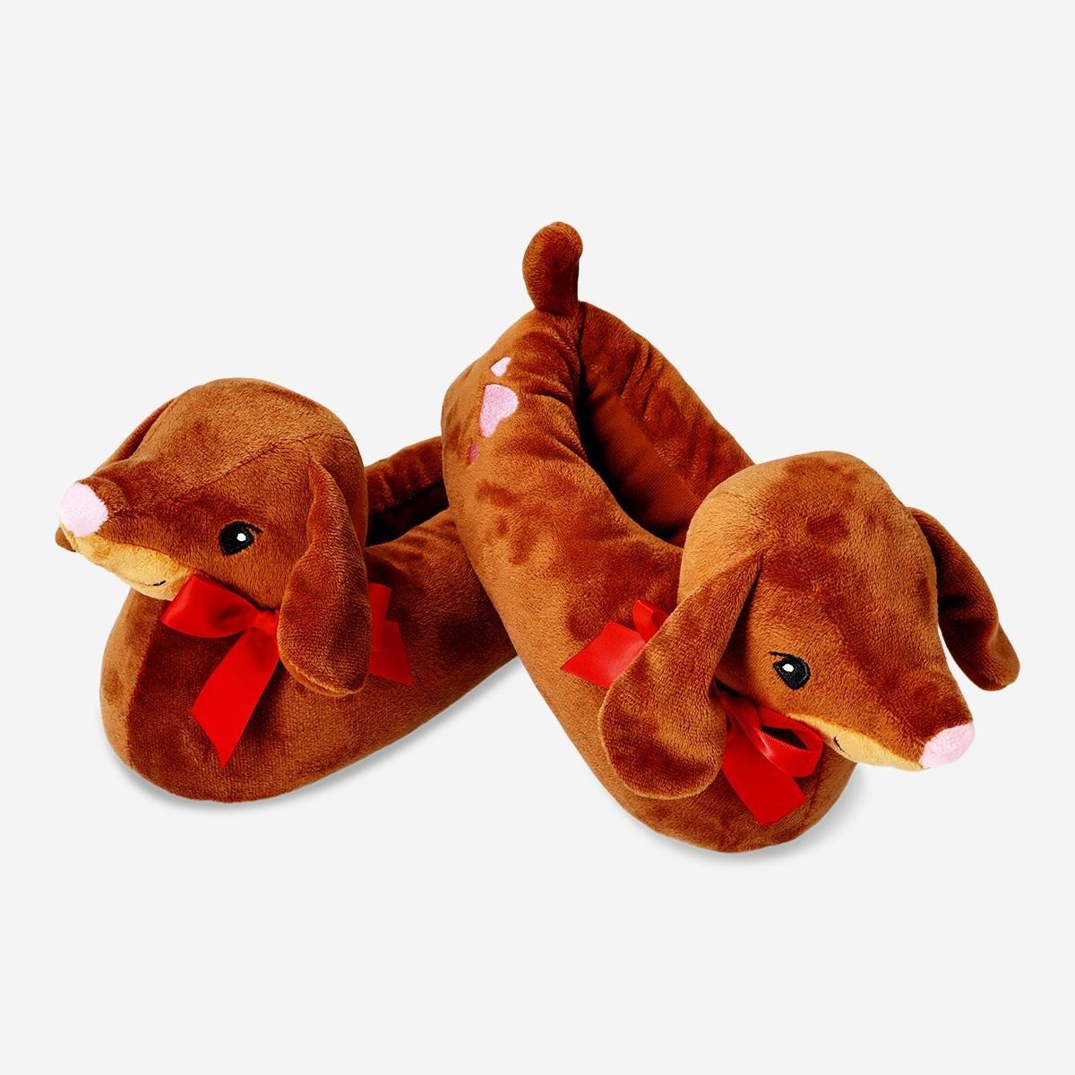 Brown sausage dog slippers 39/41
