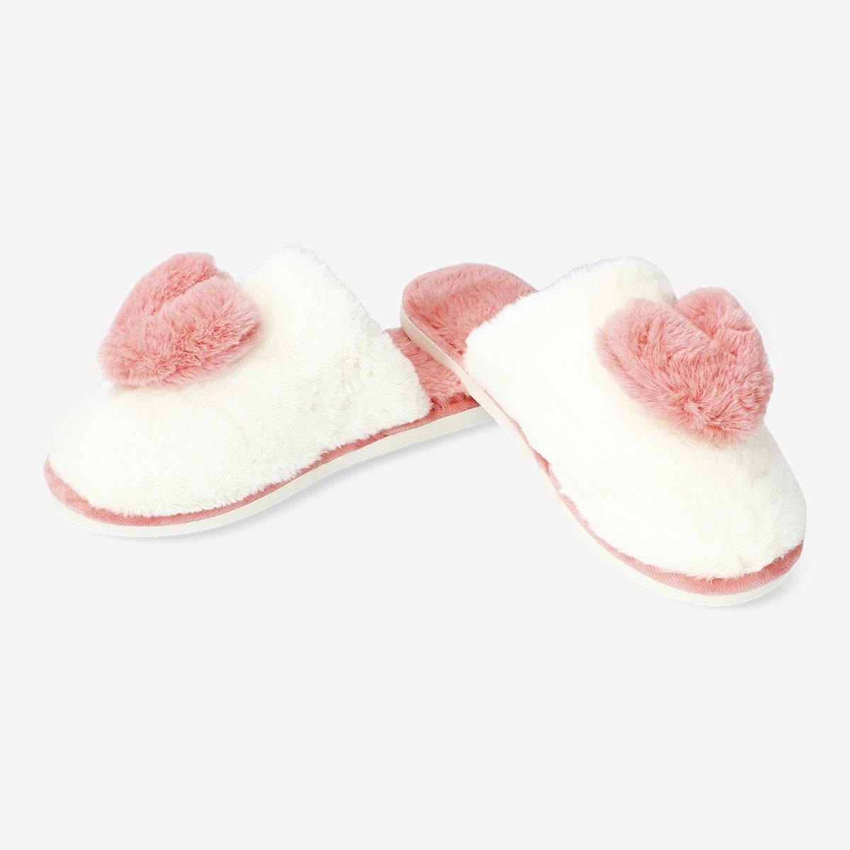 Multicolour big plush hearts slippers - 36/38
