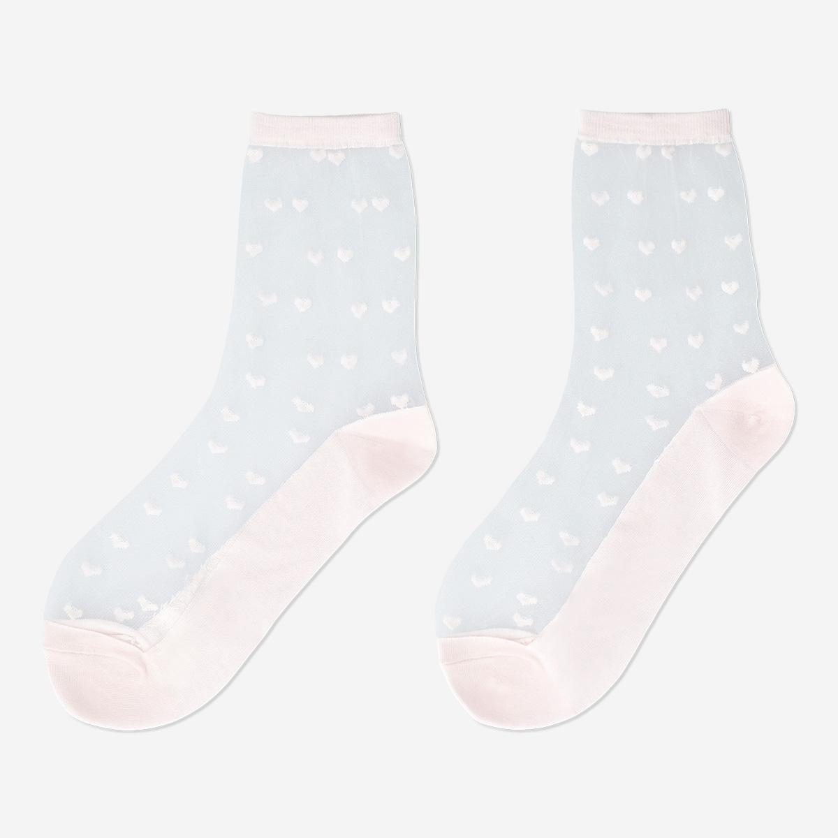 Multicolour transparent socks with hearts 39/41