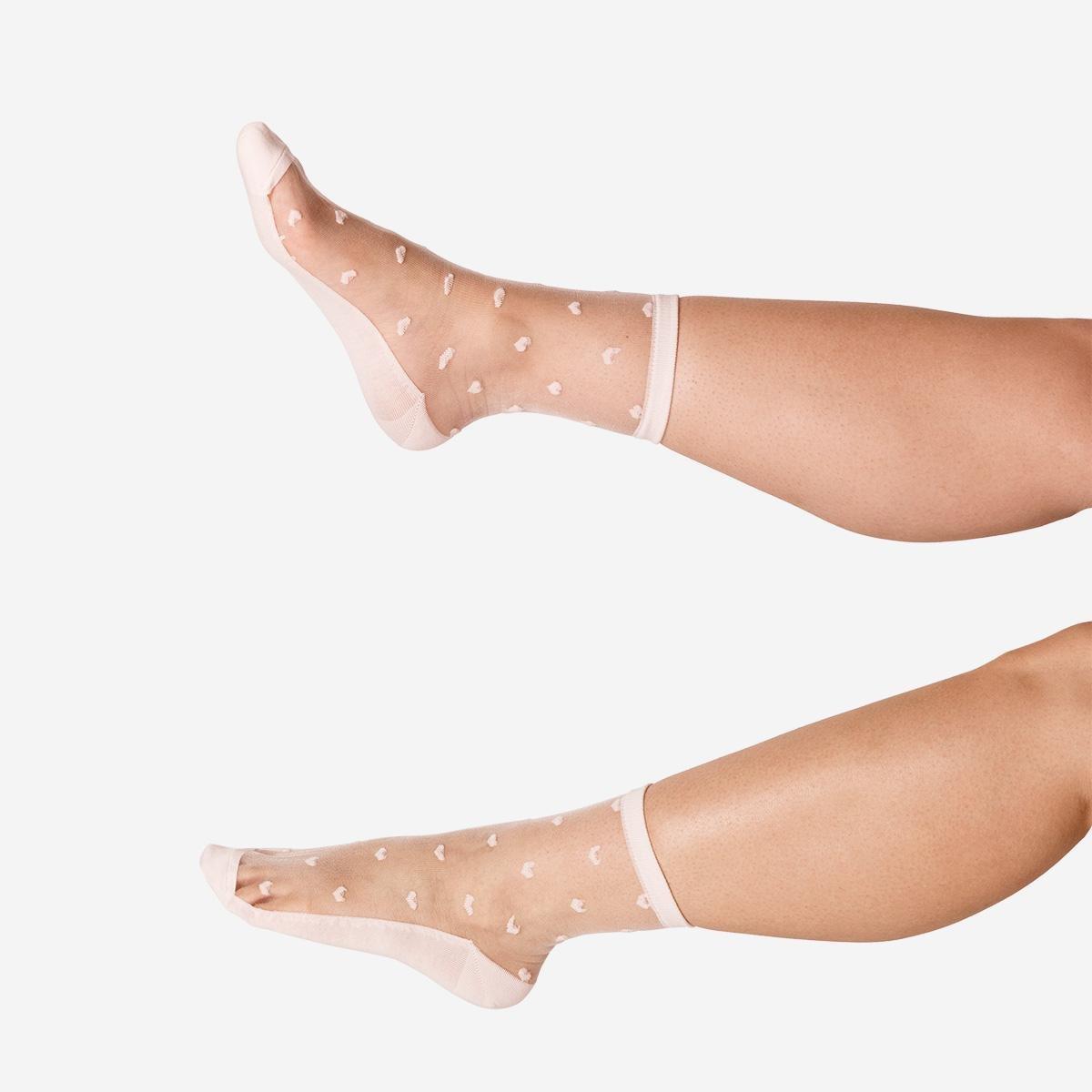 Multicolour transparent socks with hearts 39/41