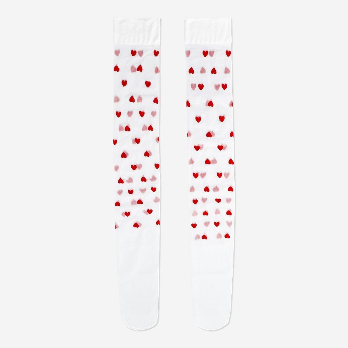 Multicolour stockings with red hearts - one size