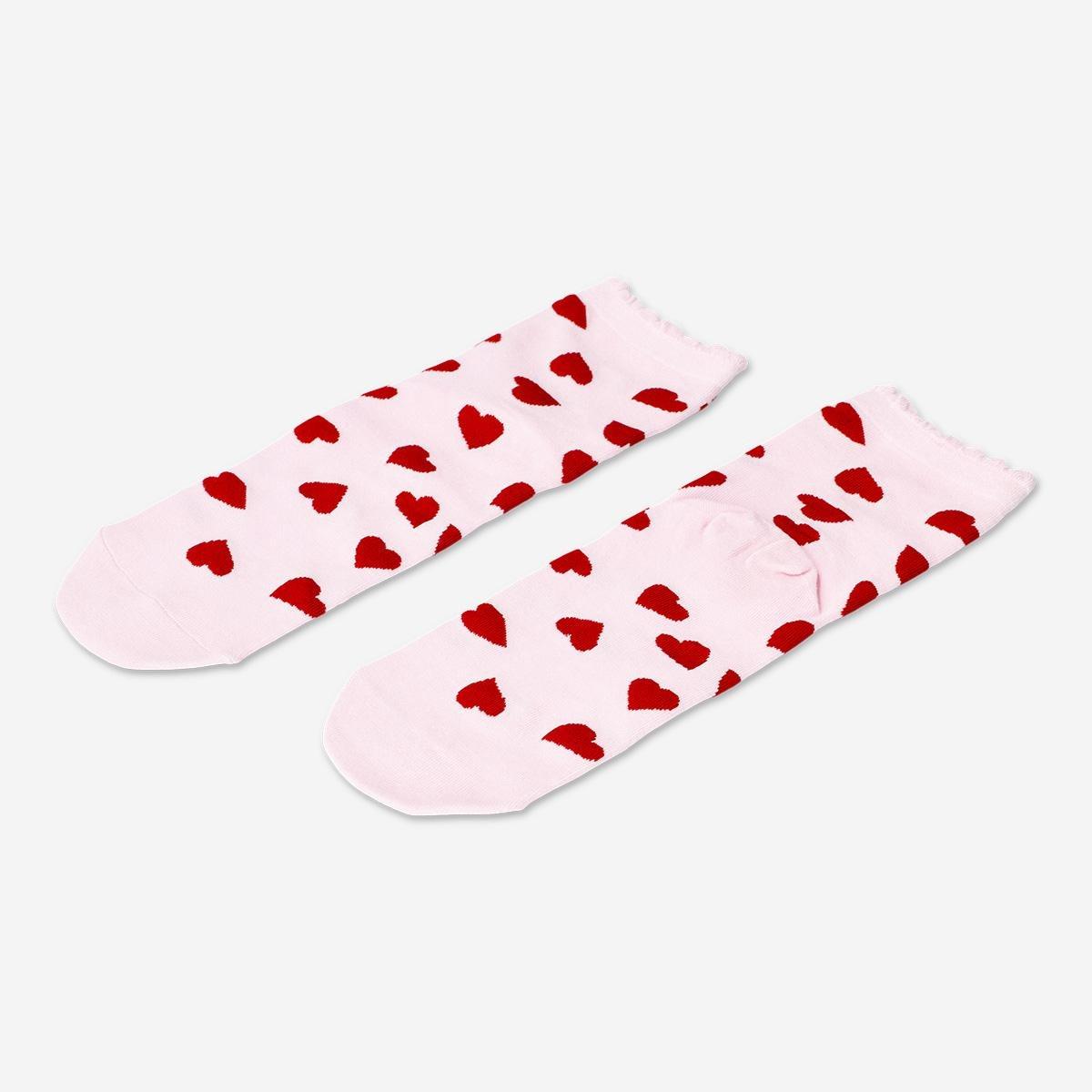 Pink socks with hearts - 39/41