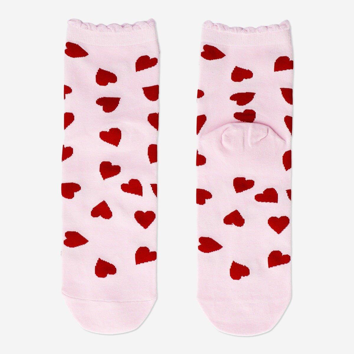 Pink socks with hearts - 39/41