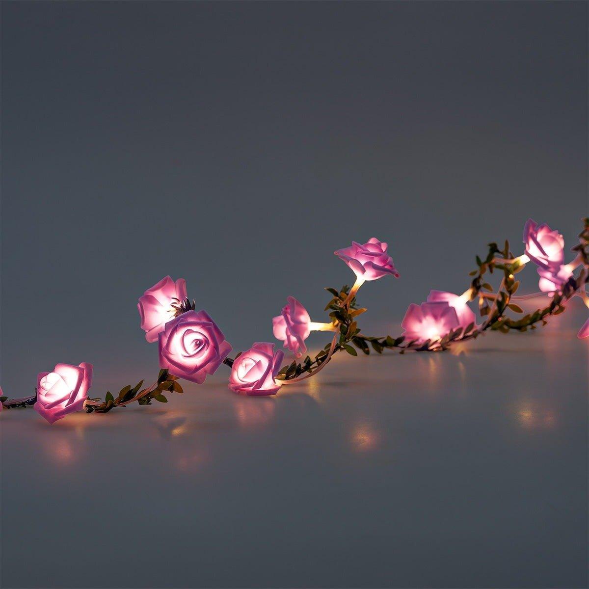 Multicolour string lights with roses - 335 cm