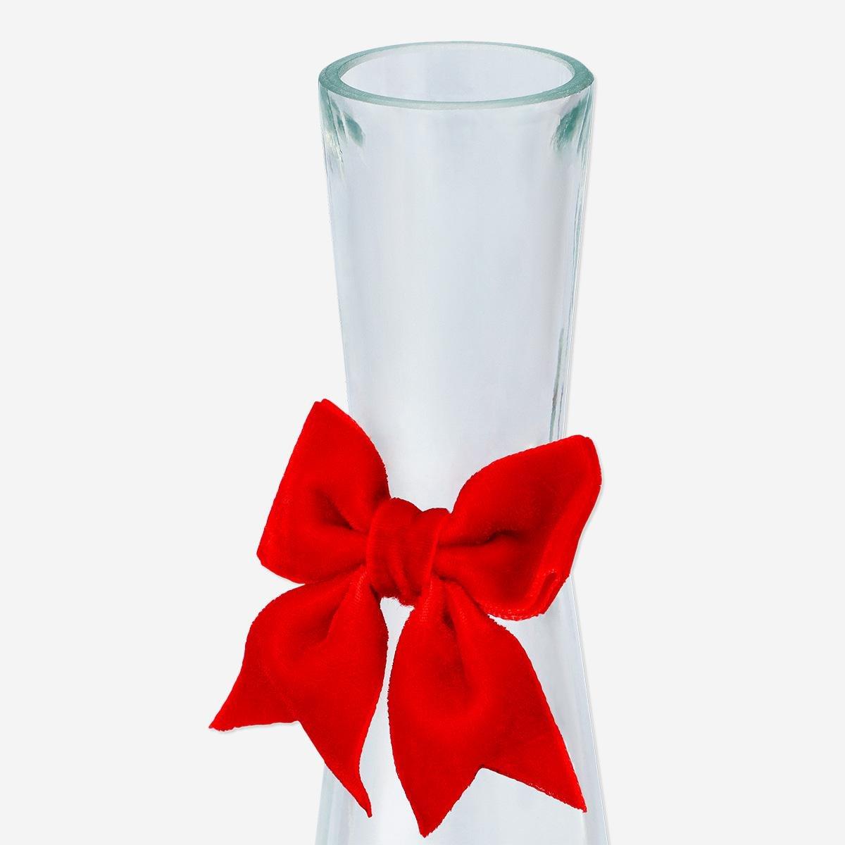 Multicolour glass vase with red bow - 22 cm