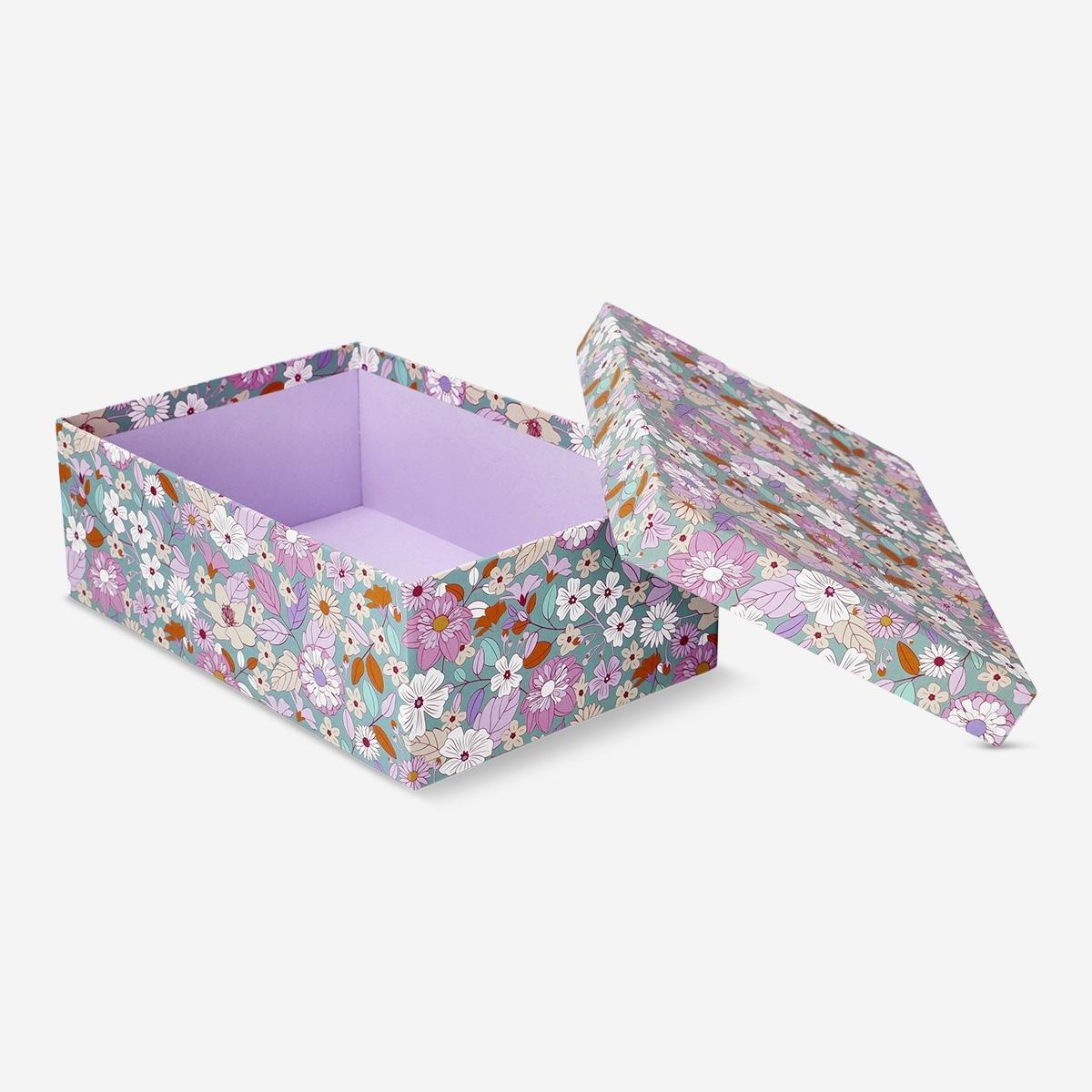 Multicolour floral paper storage box - large