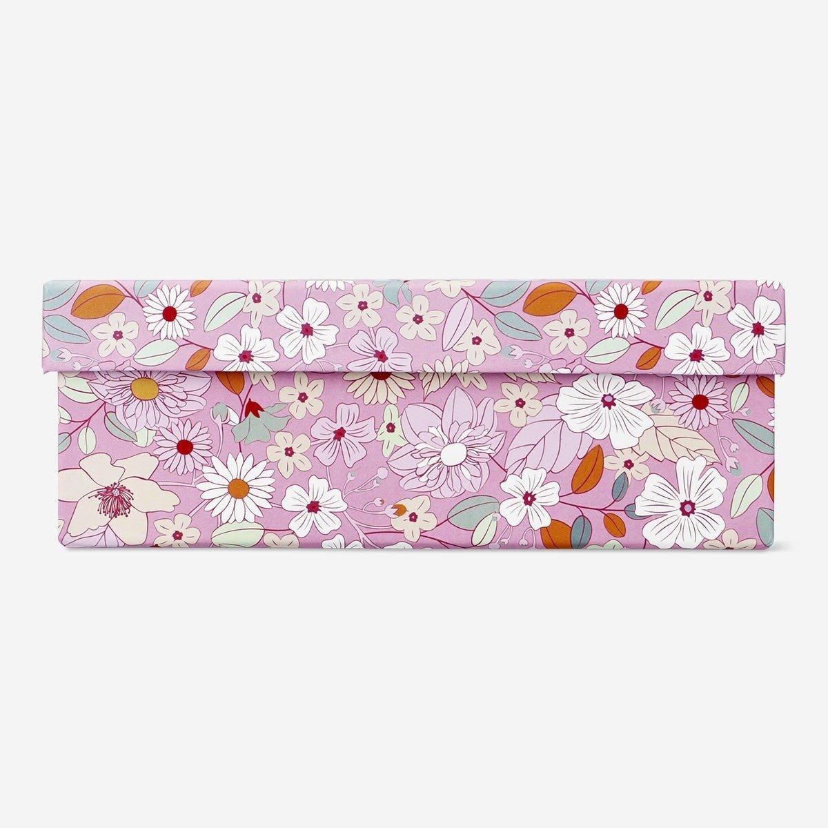 Pink floral paper storage box - small