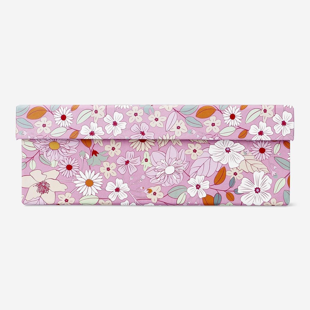 Pink floral paper storage box - small
