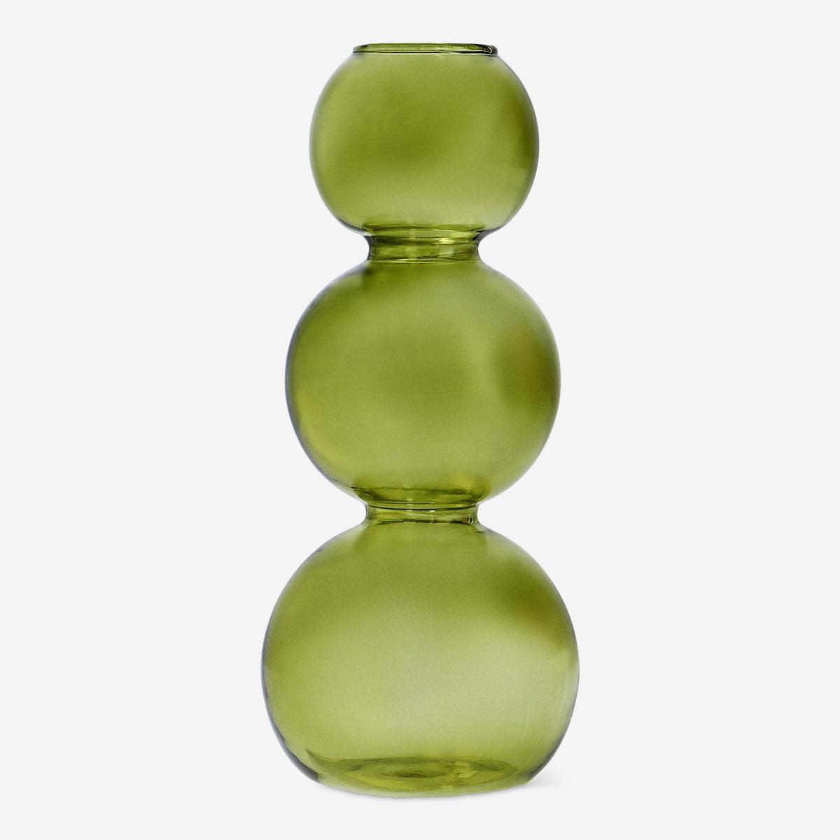 Green bubble shaped glass vase