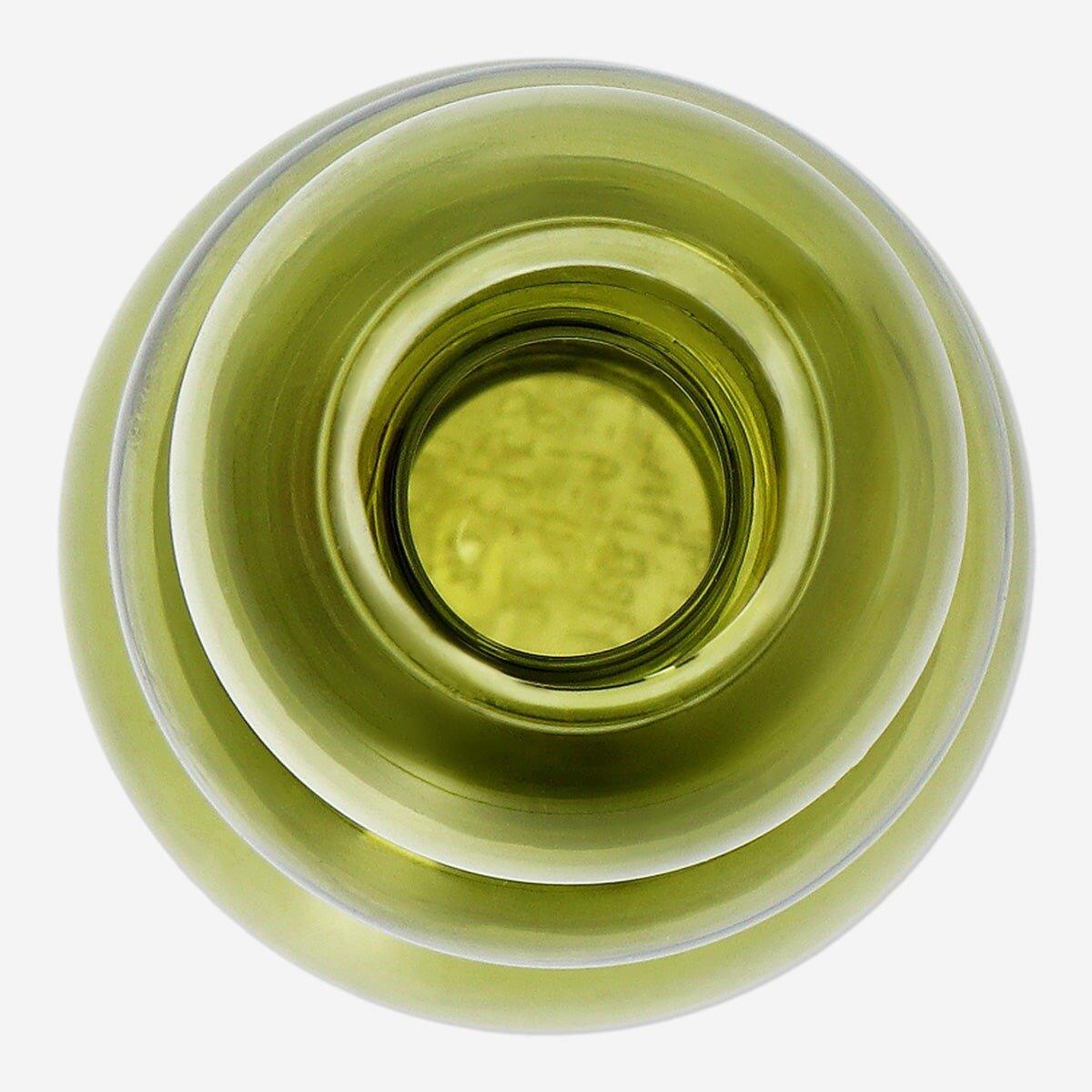 Green bubble shaped glass vase