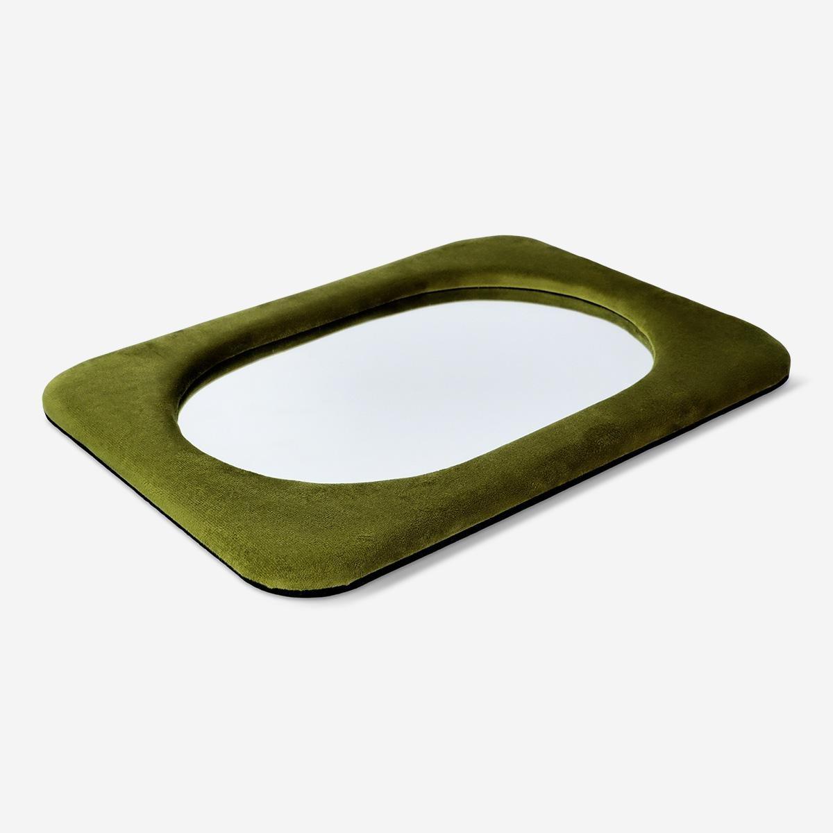 Green mirror with green fabric frame