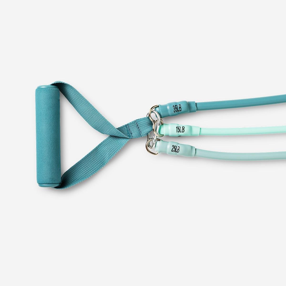 Blue exercise tube with adjustable resistance
