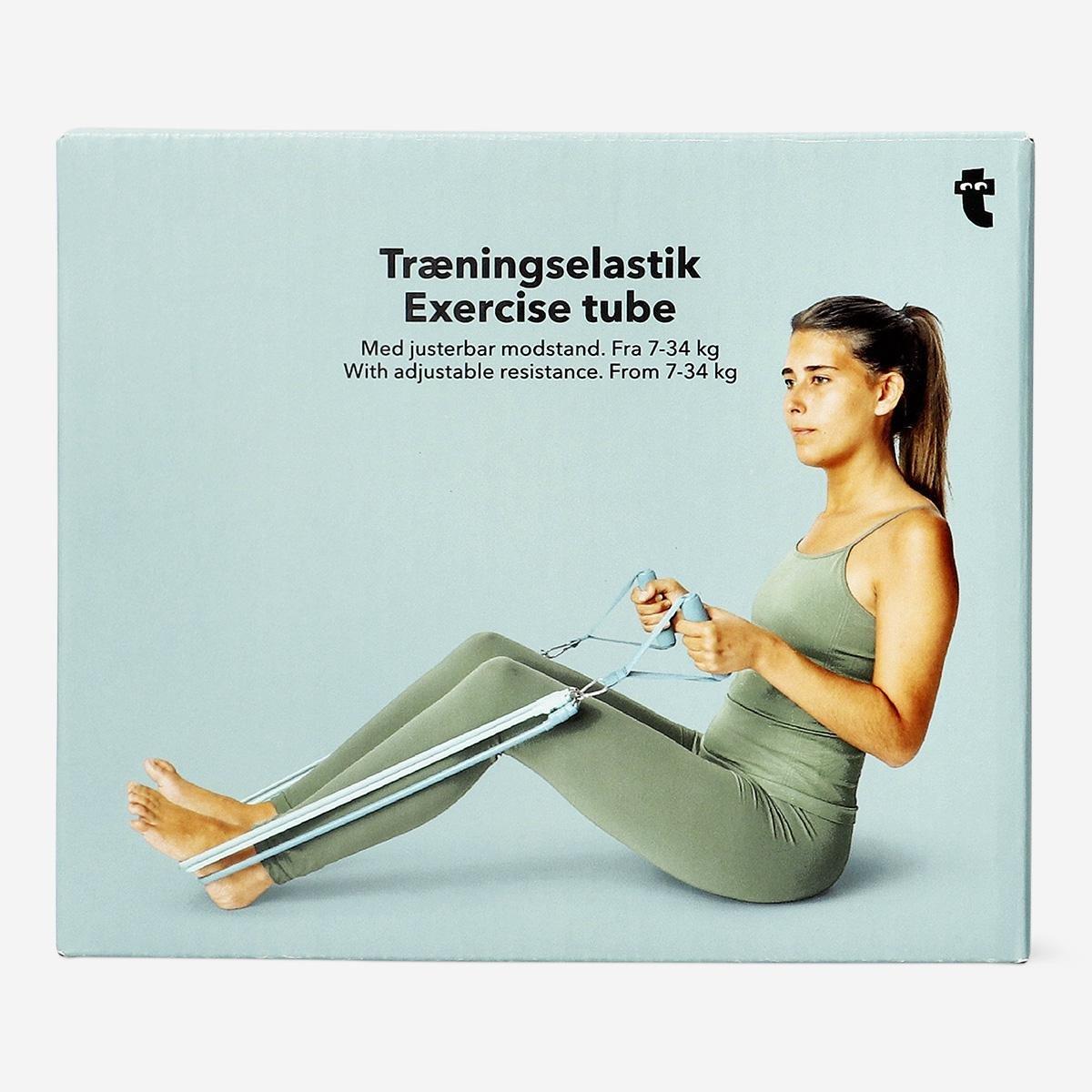 Blue exercise tube with adjustable resistance