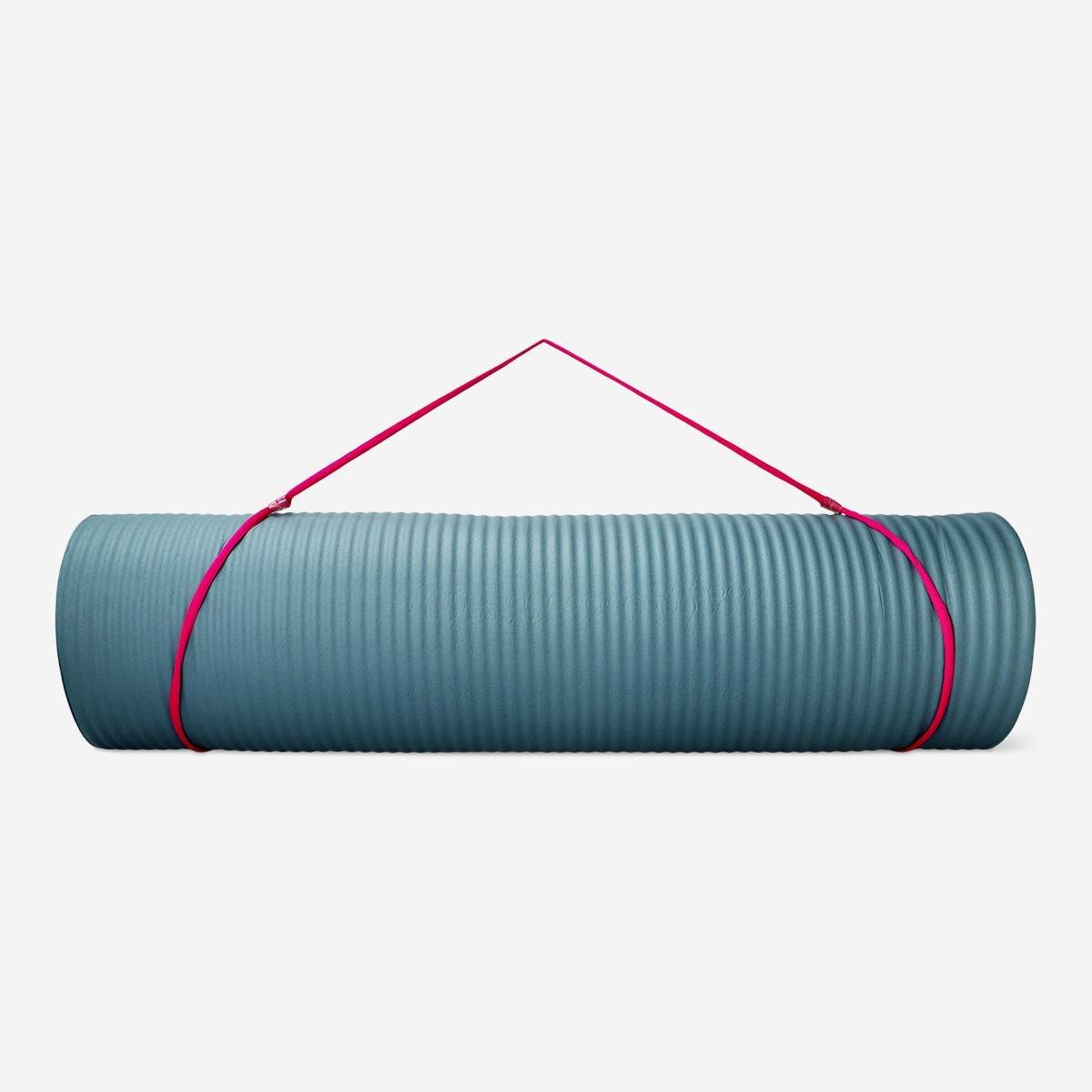 Green exercise mat with carry strap