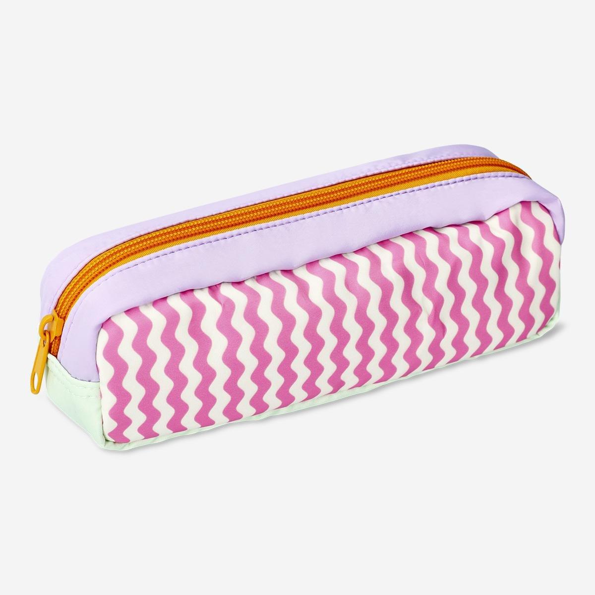 Multicolour pencil case with wavy lines