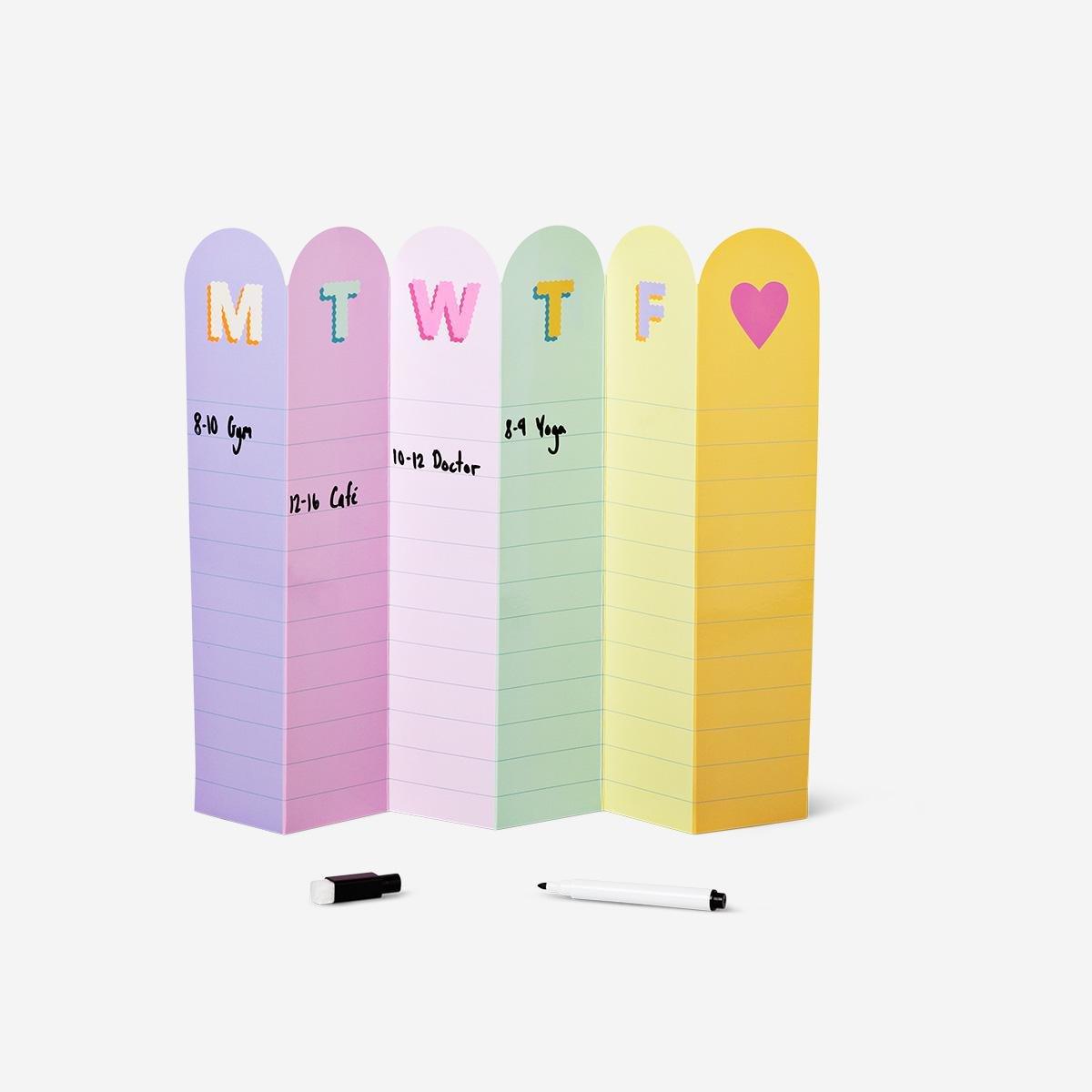Multicolour foldable weekly planner with marker