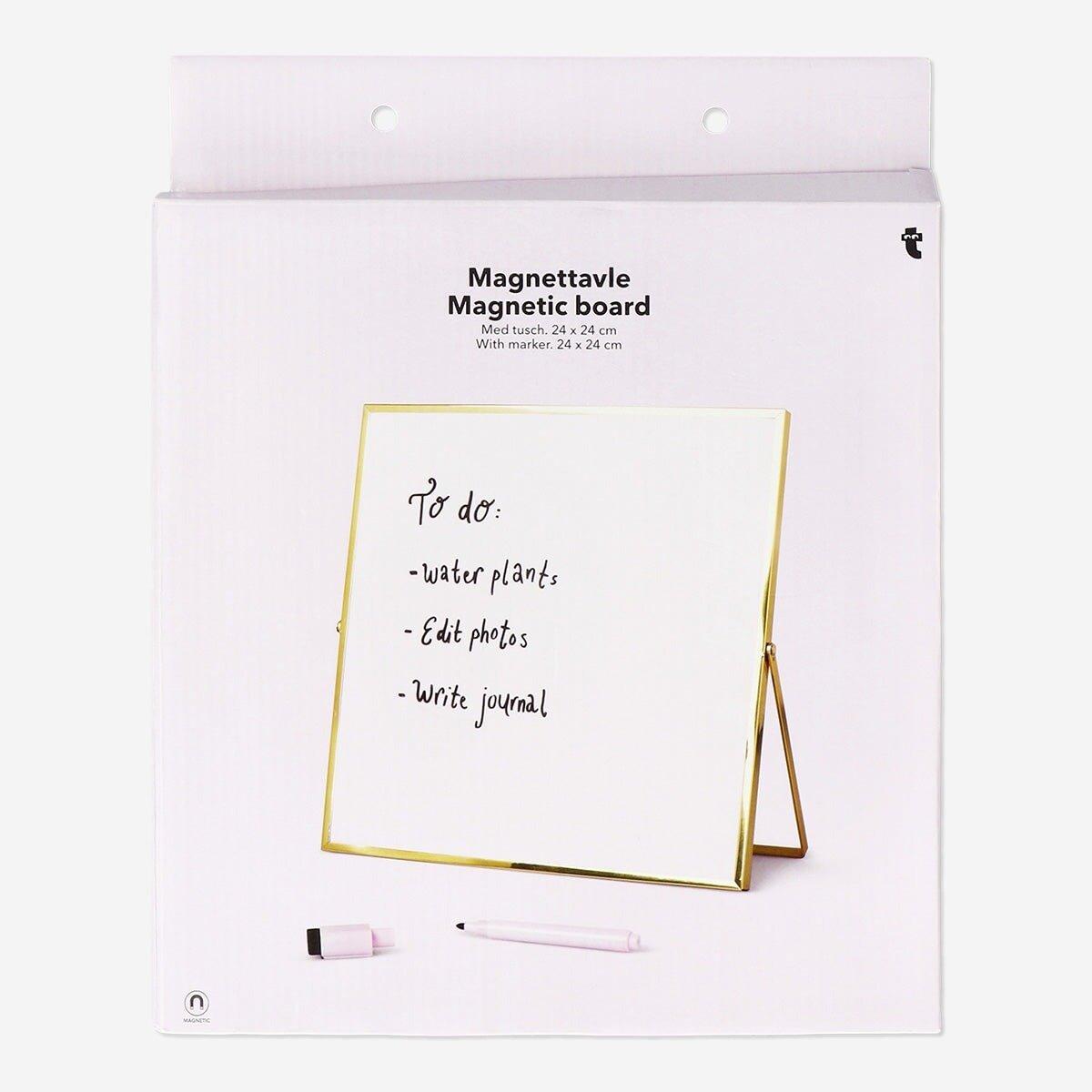 Pink magnetic board with metal frame and marker