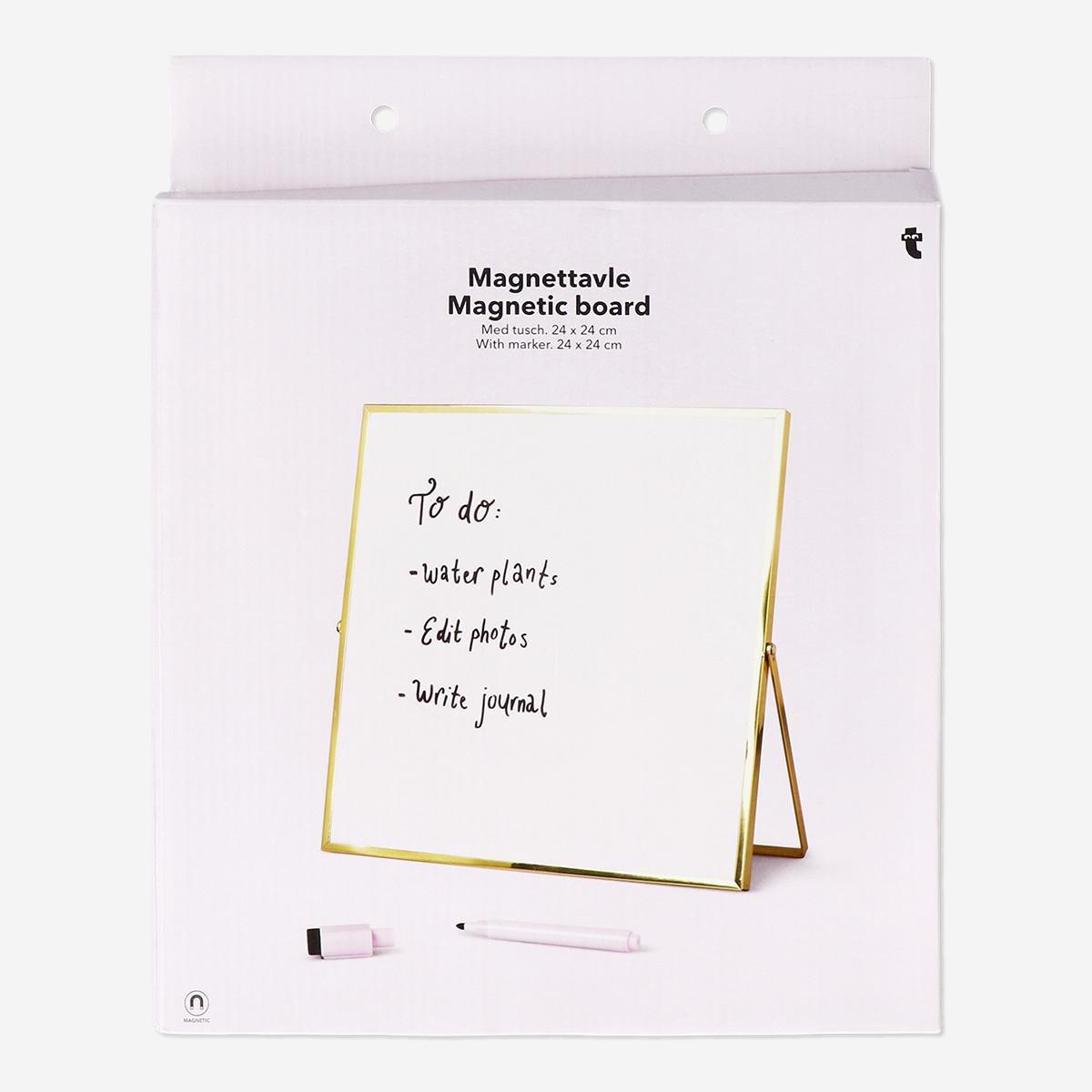 Pink magnetic board with metal frame and marker