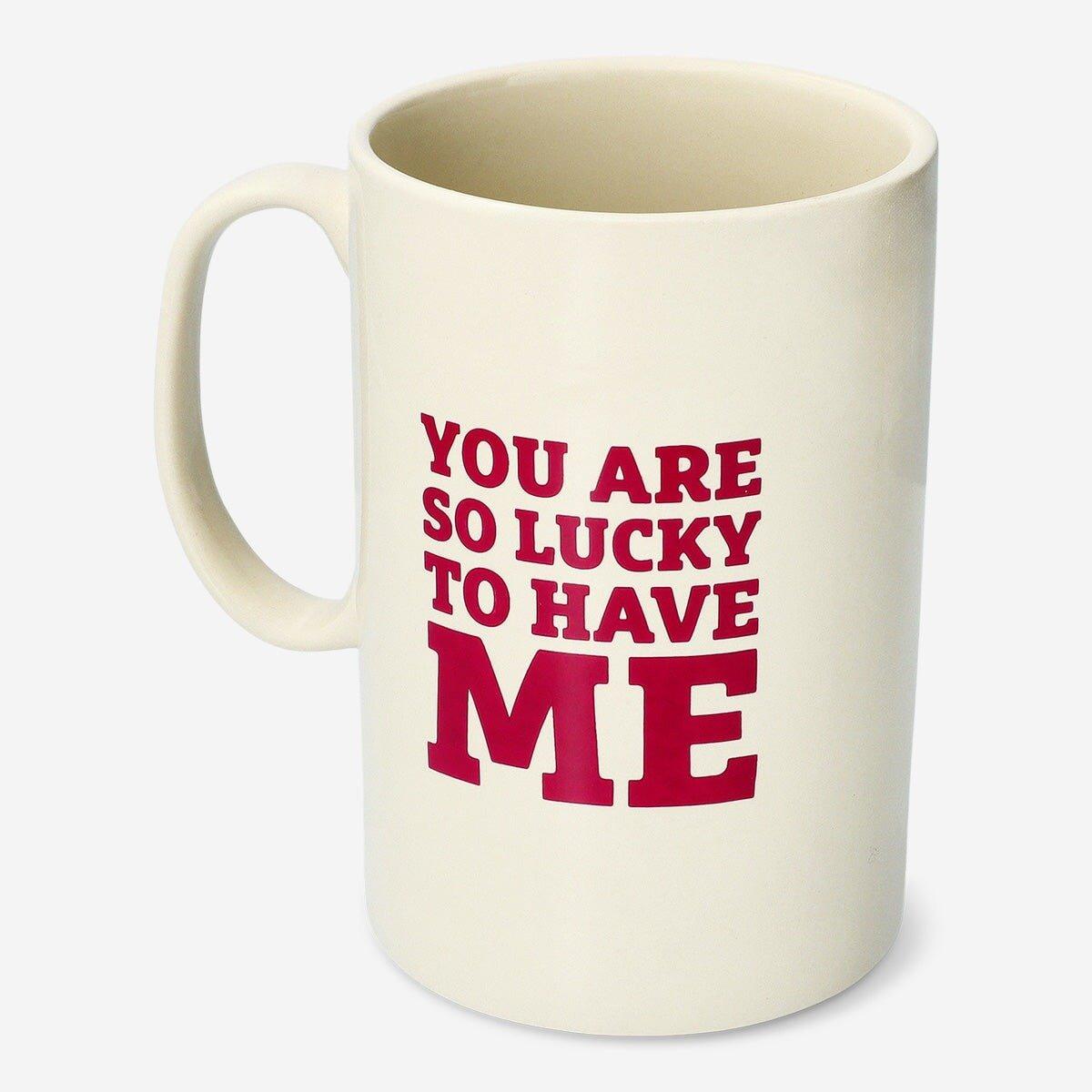 Cream giant mug with text - 1.3 l