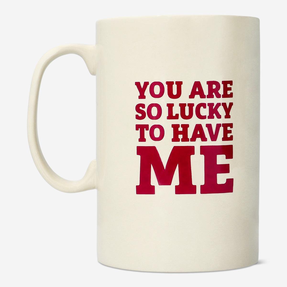 Cream giant mug with text - 1.3 l
