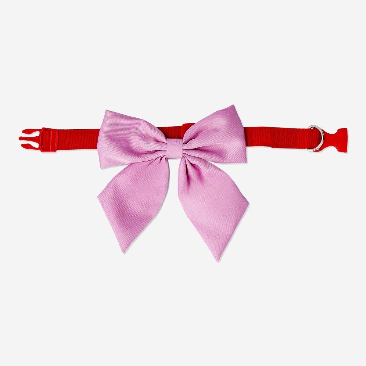 Pink adjustable pet collar with bow