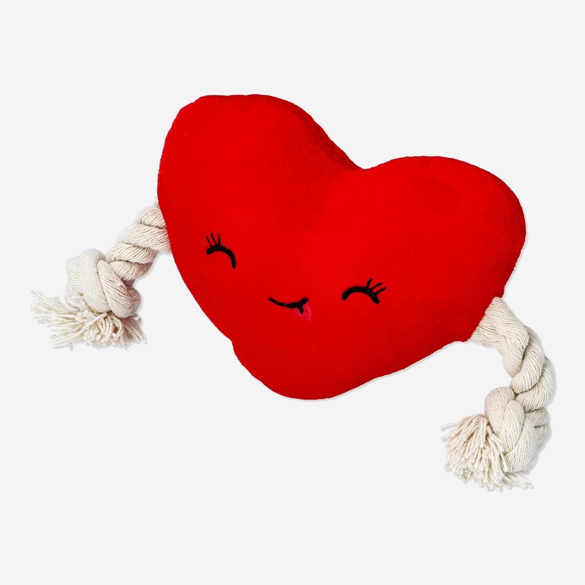 Red plush heart pet toy