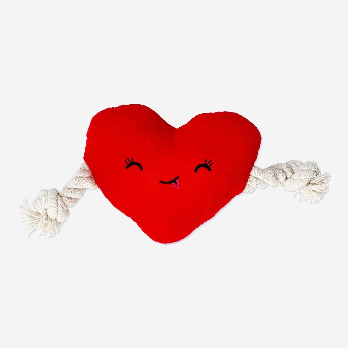 Red plush heart pet toy