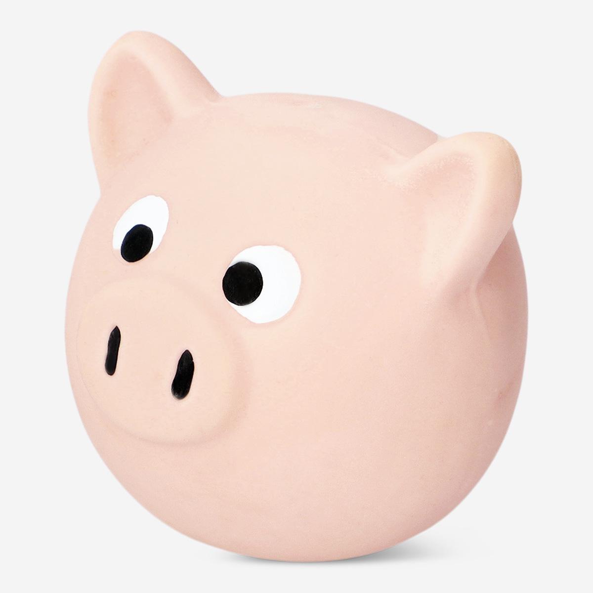 Pink round pig chew toy for pets