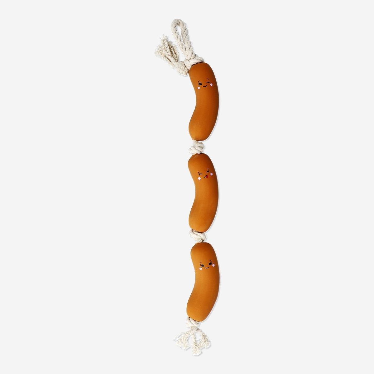 Brown sausage pet toy