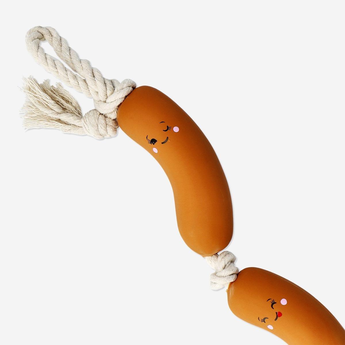 Brown sausage pet toy
