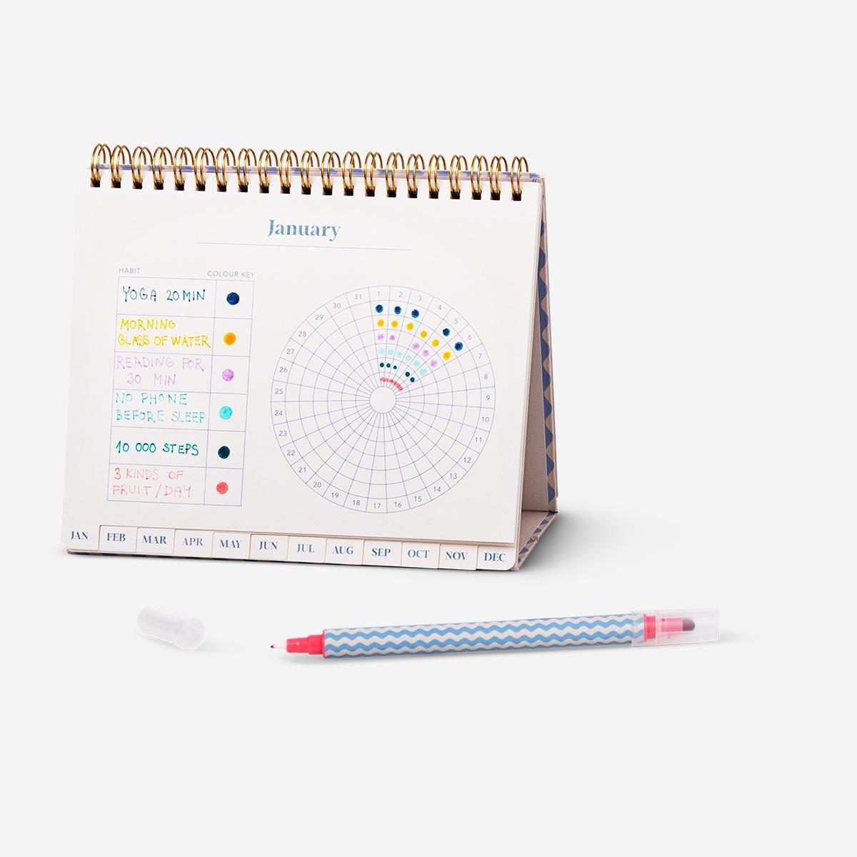 Multicolour habit tracker planning pad for desk