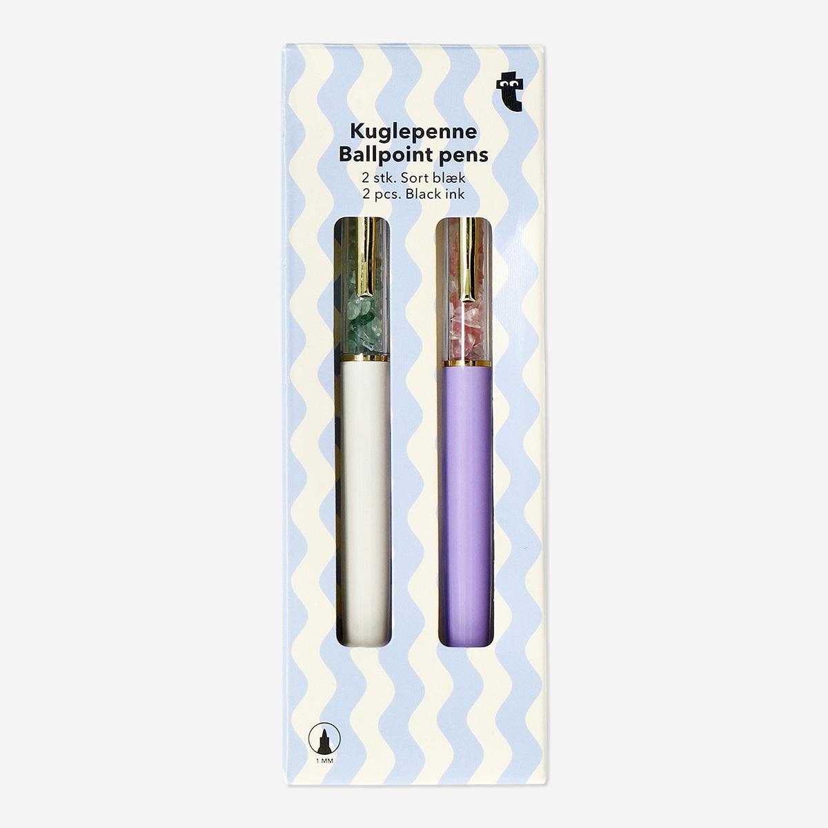 Ballpoint pen with crystals - 2 pcs
