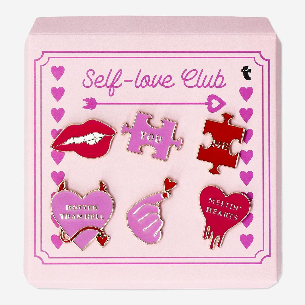 Multicolour pins with symbols for clothing - 6 pcs