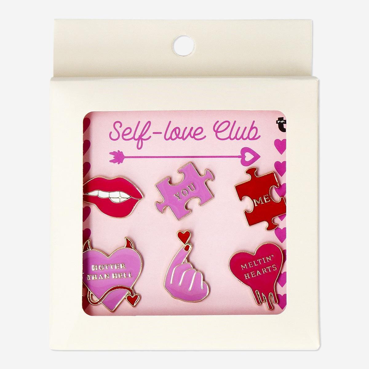 Multicolour pins with symbols for clothing - 6 pcs