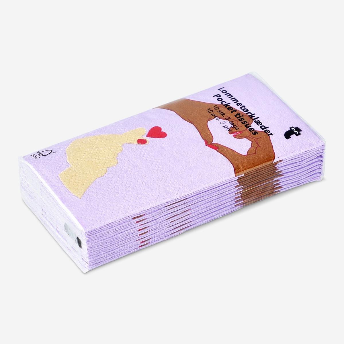 Multicolour valentines print pocket tissues - 10 pcs