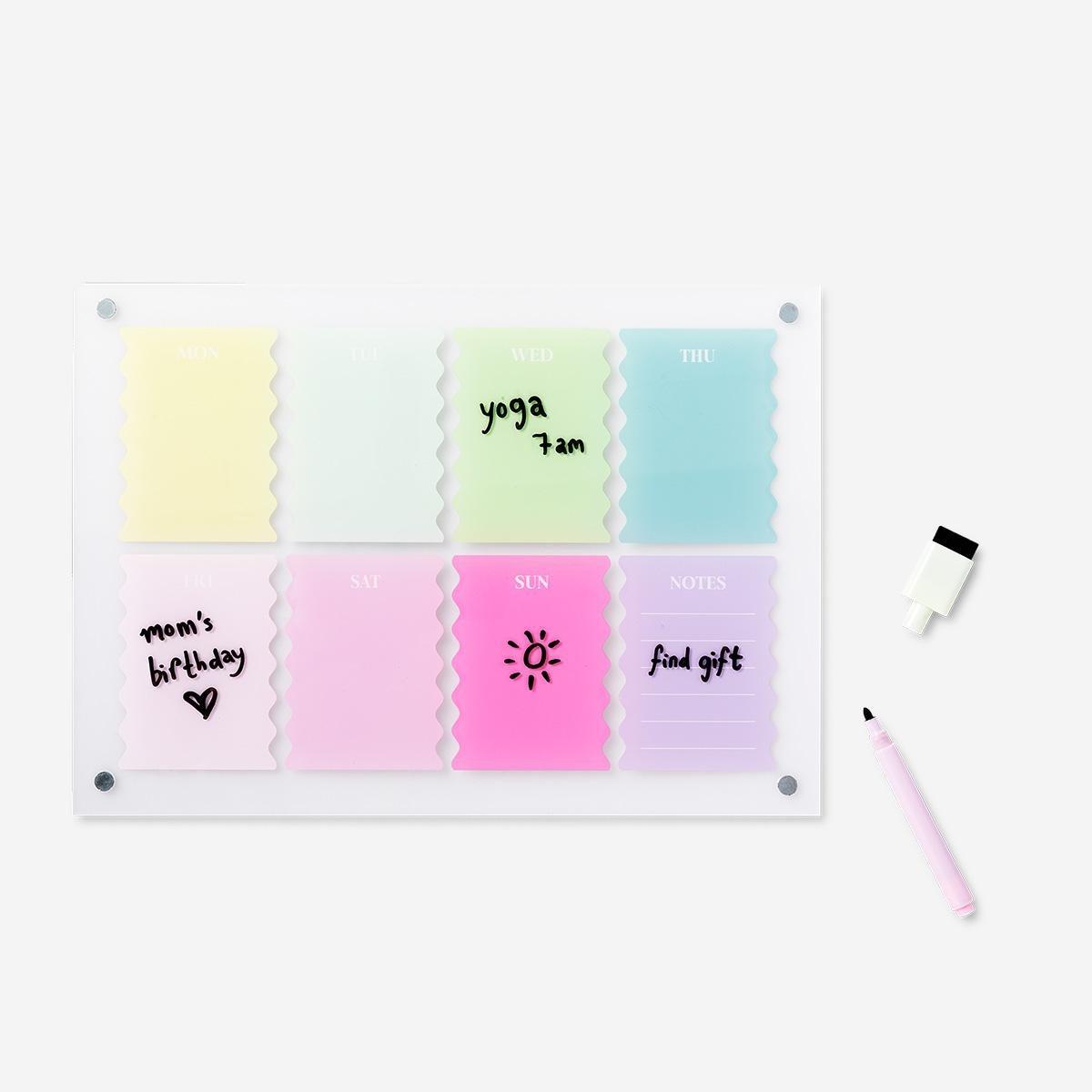 Multicolour magnetic planner board with marker - english