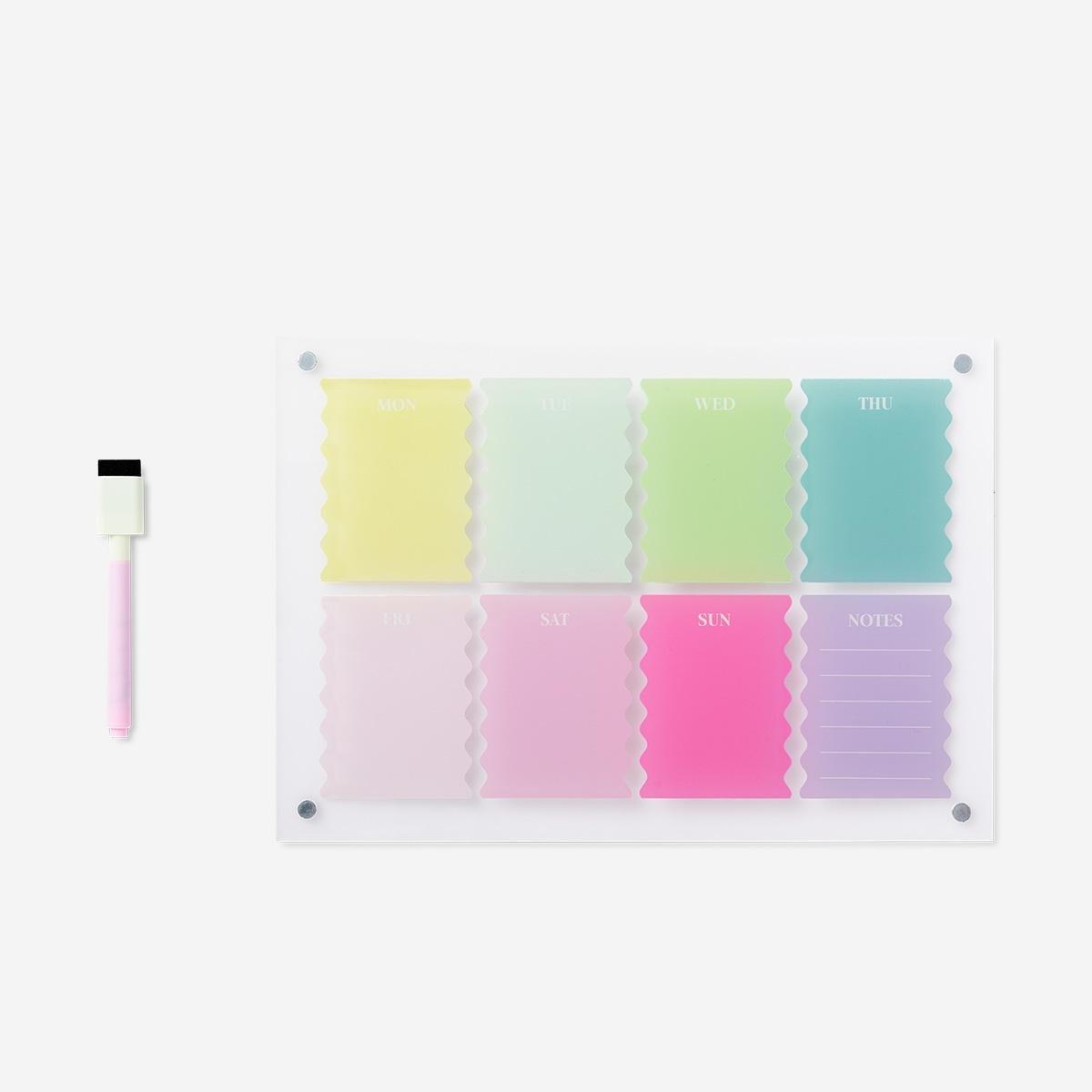 Multicolour magnetic planner board with marker - english
