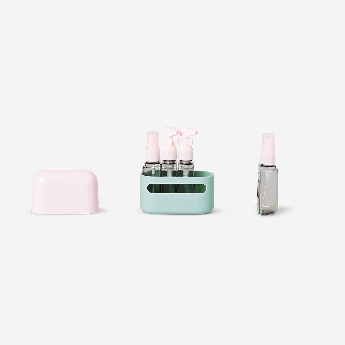 Multicolour lid bottles for travel in case - 4 pcs