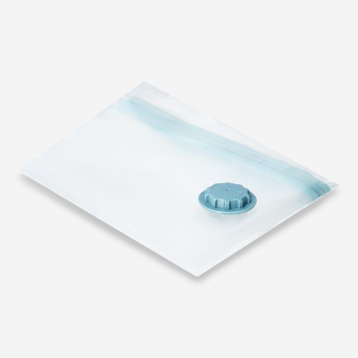 Blue vacuum storage bag for clothing