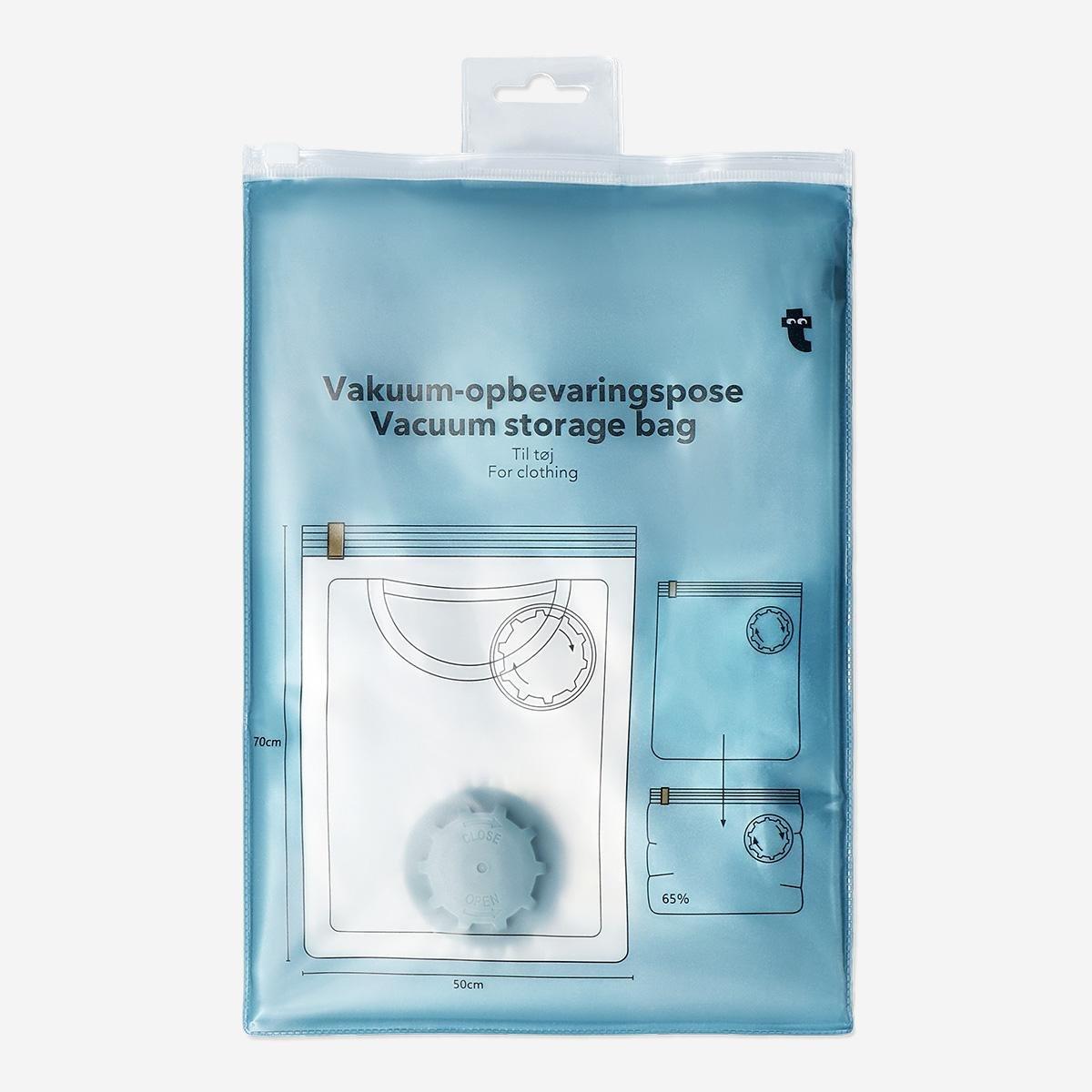 Blue vacuum storage bag for clothing