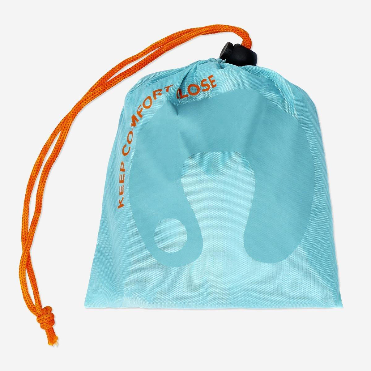 Blue inflatable travel pillow