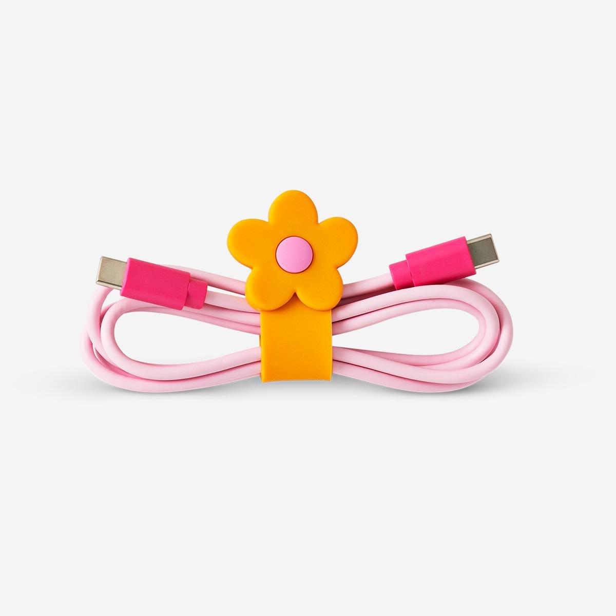Multicolour flower shaped cable organisers - 3 pcs