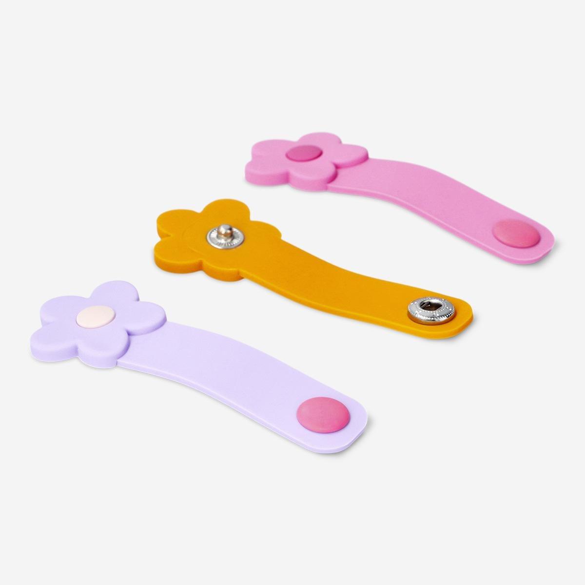 Multicolour flower shaped cable organisers - 3 pcs