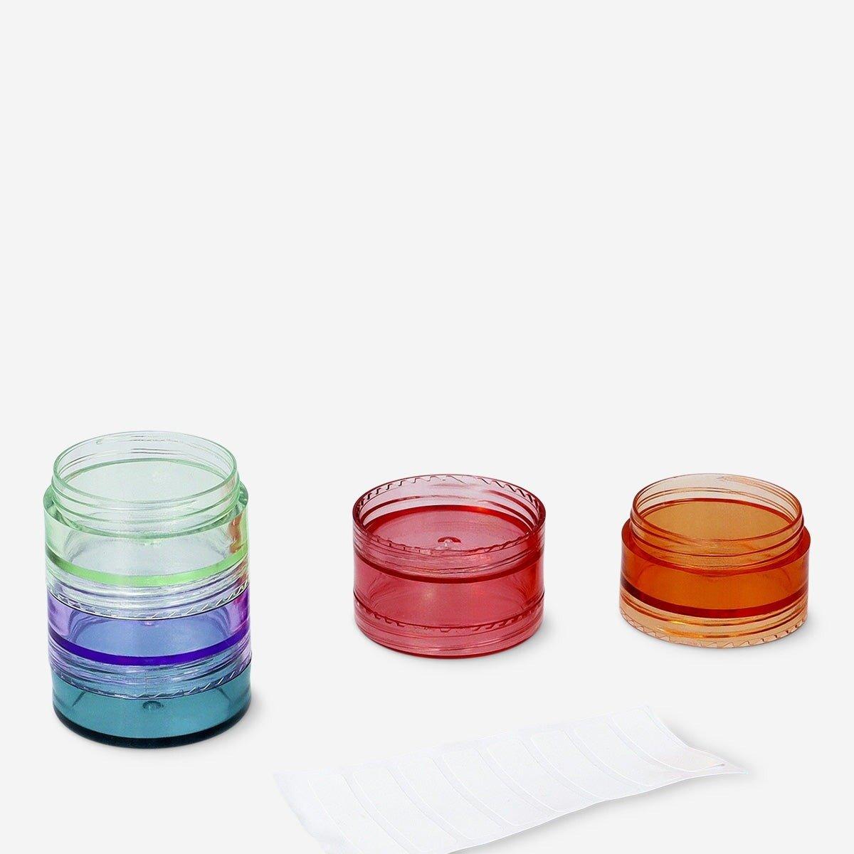 Multicolour set of stackable jars for travel - 5 pcs