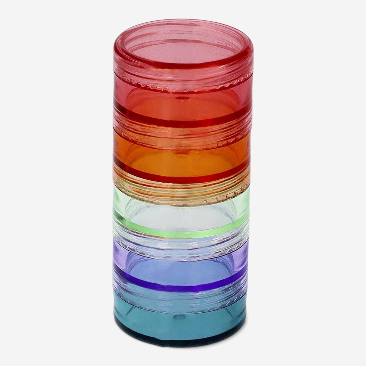 Multicolour set of stackable jars for travel - 5 pcs