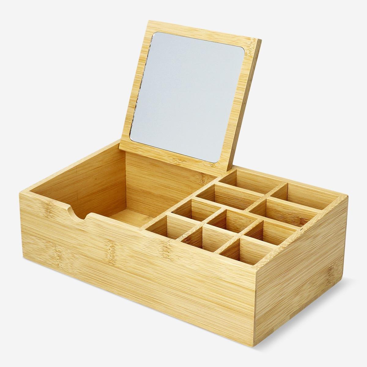 Brown large cosmetic organizer with mirror