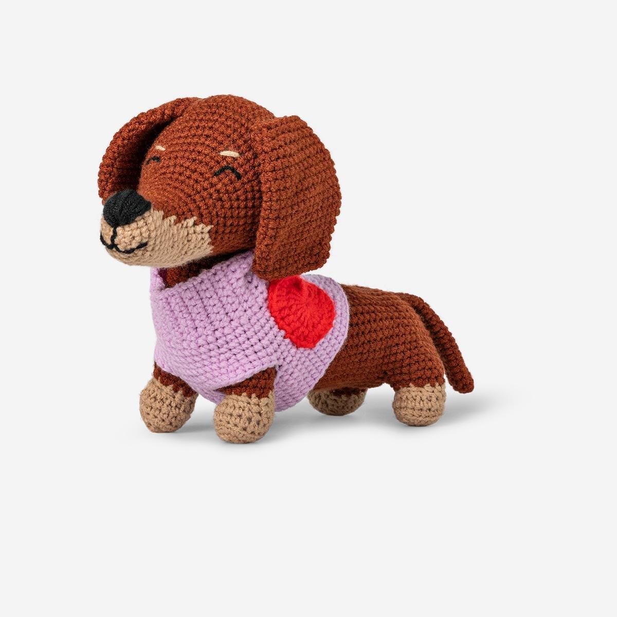 Multicolour diy crochet sausage dog kit
