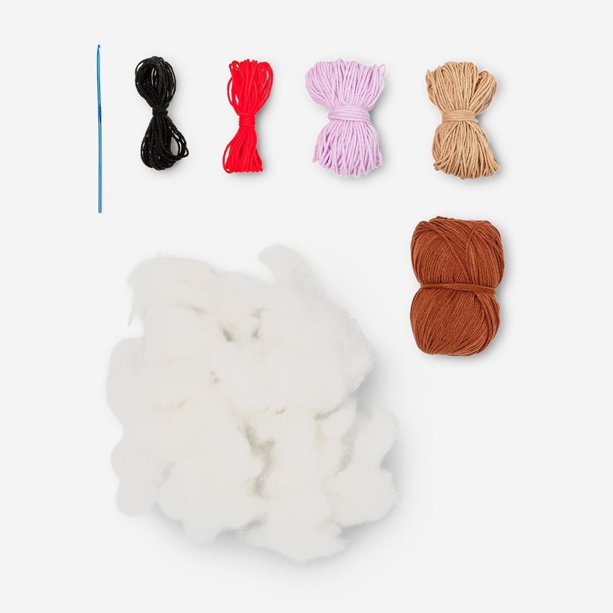 Multicolour diy crochet sausage dog kit