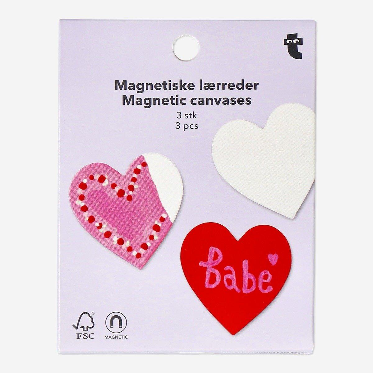 Multicolour mini magnetic heart shaped canvases - 3 pcs