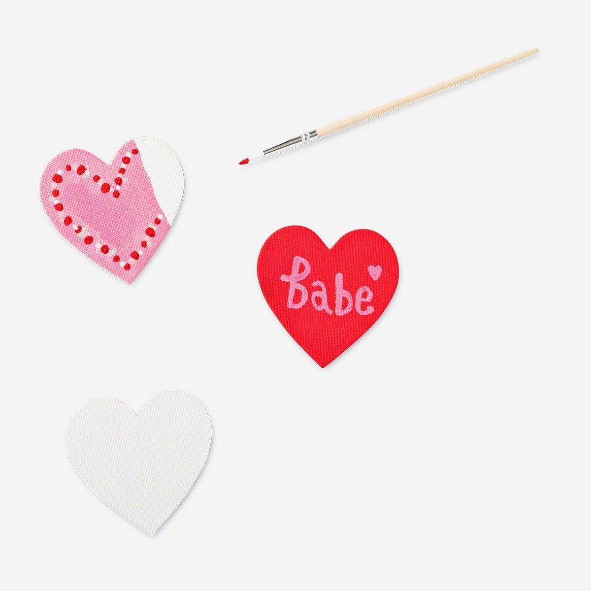 Multicolour mini magnetic heart shaped canvases - 3 pcs